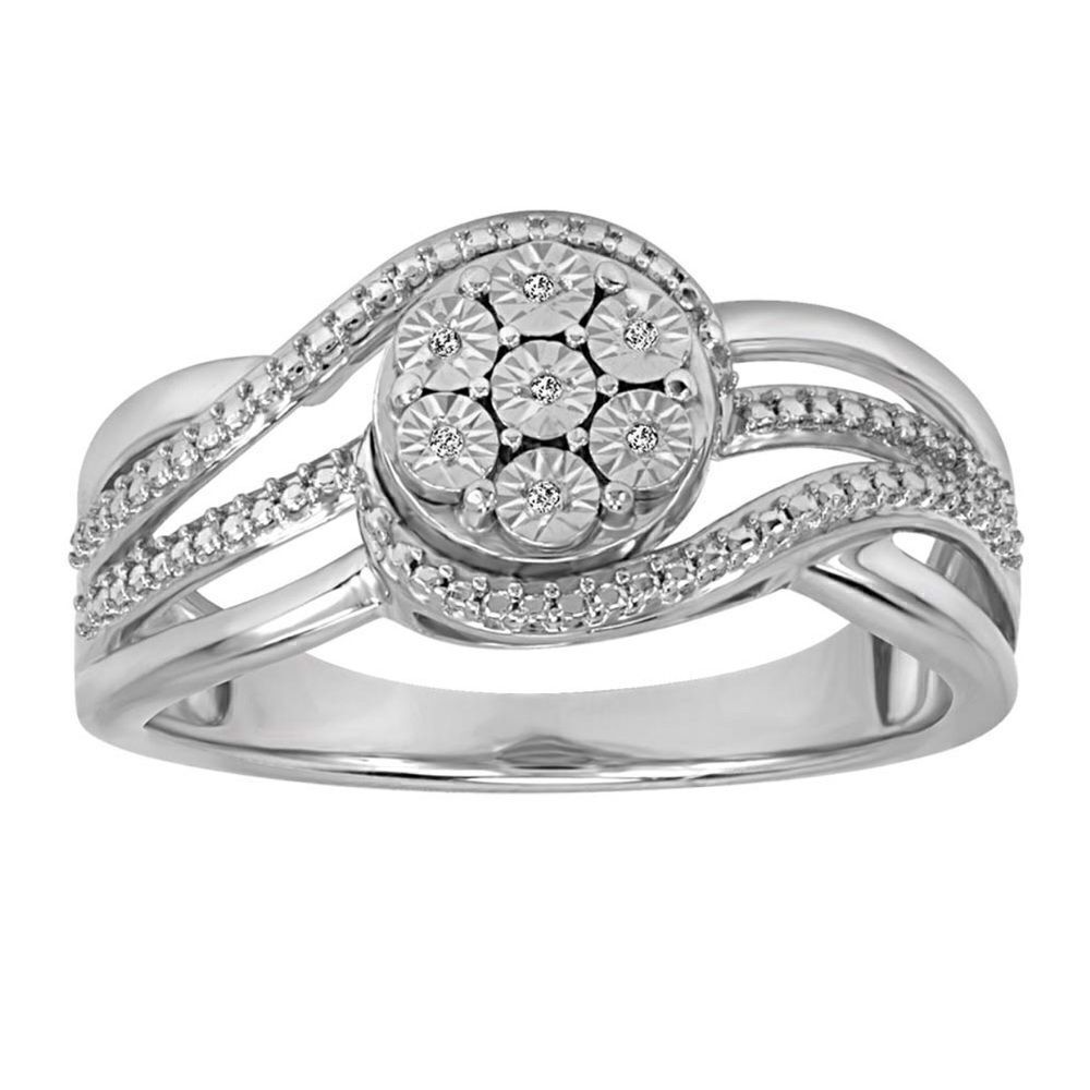 💛 925 Cluster Ring With Illusion Set Diamonds